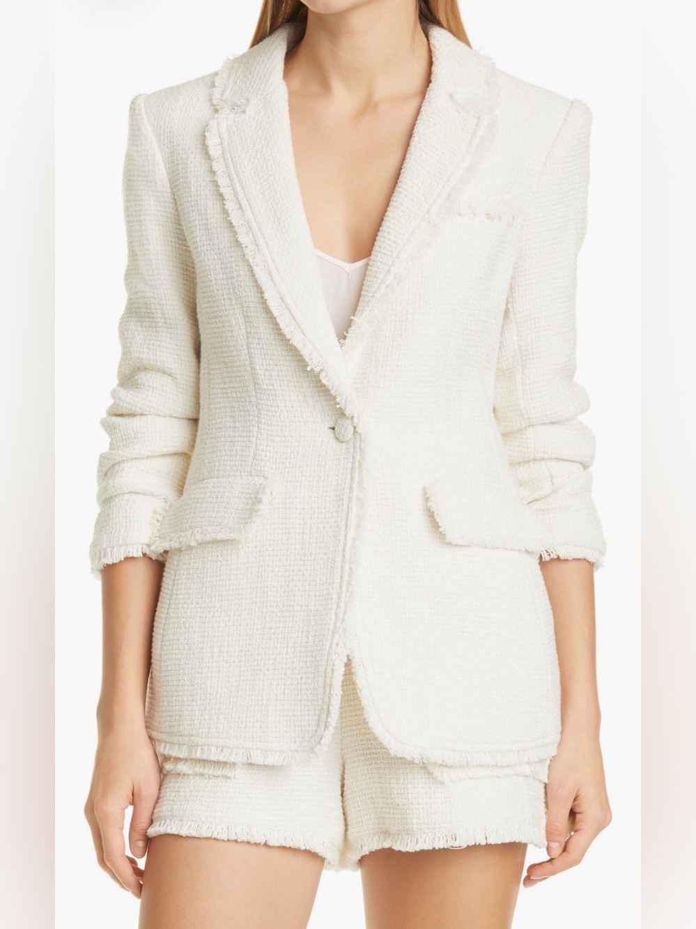 Cinq a Sept Khloe Boucle Blazer Gardenia Cream/Ivory Size 8